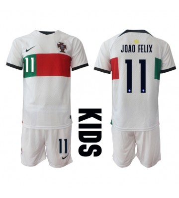 Portugal Joao Felix #11 babykläder Bortatröja barn VM 2022 Korta ärmar (+ Korta byxor)